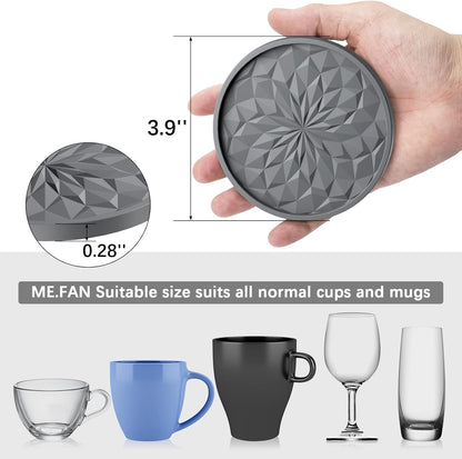 Silicone Coasters with Holder,[6 Pack] Drinking Coasters - Cup Mat for Hot or Cold Drinks, Thickened, Non-Slip, Non-stick,Deep Tray Yellow
