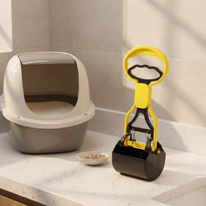 Handheld Pet Waste Scooper, Lightweight Yellow Plastic Litter Box Cleaner Tool for Dogs & Cats, 13-Inch