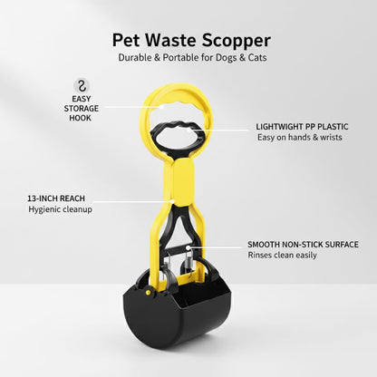 Handheld Pet Waste Scooper, Lightweight Yellow Plastic Litter Box Cleaner Tool for Dogs & Cats, 13-Inch