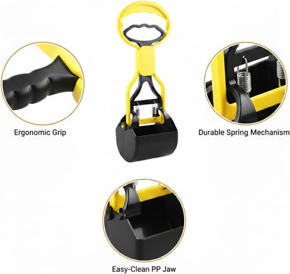 Handheld Pet Waste Scooper, Lightweight Yellow Plastic Litter Box Cleaner Tool for Dogs & Cats, 13-Inch