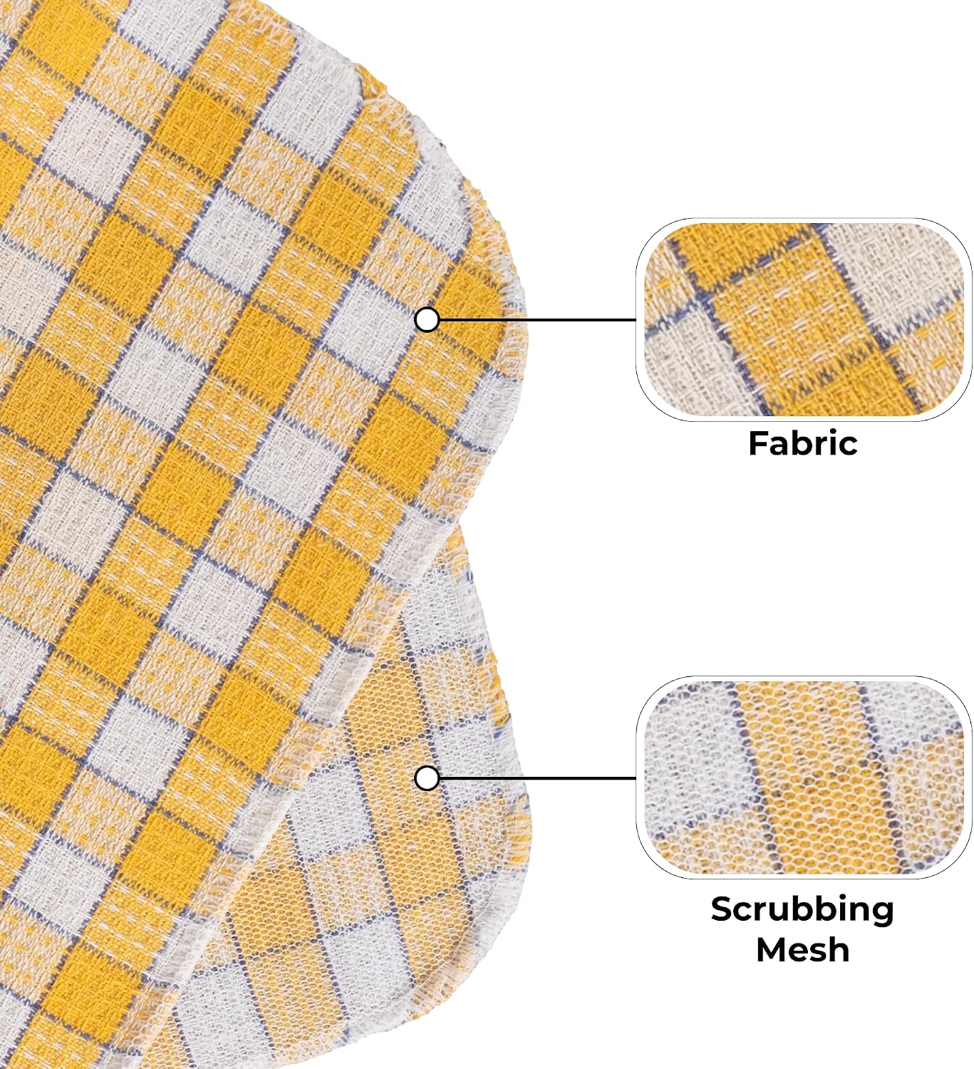 Polycotton Kitchen Dish Towels 12 Pack - Dish Cloths for Cleaning Scrubbing and Wipe Glass - Dish Towels for Kitchen Drying | Yellow and White, 12 x 12