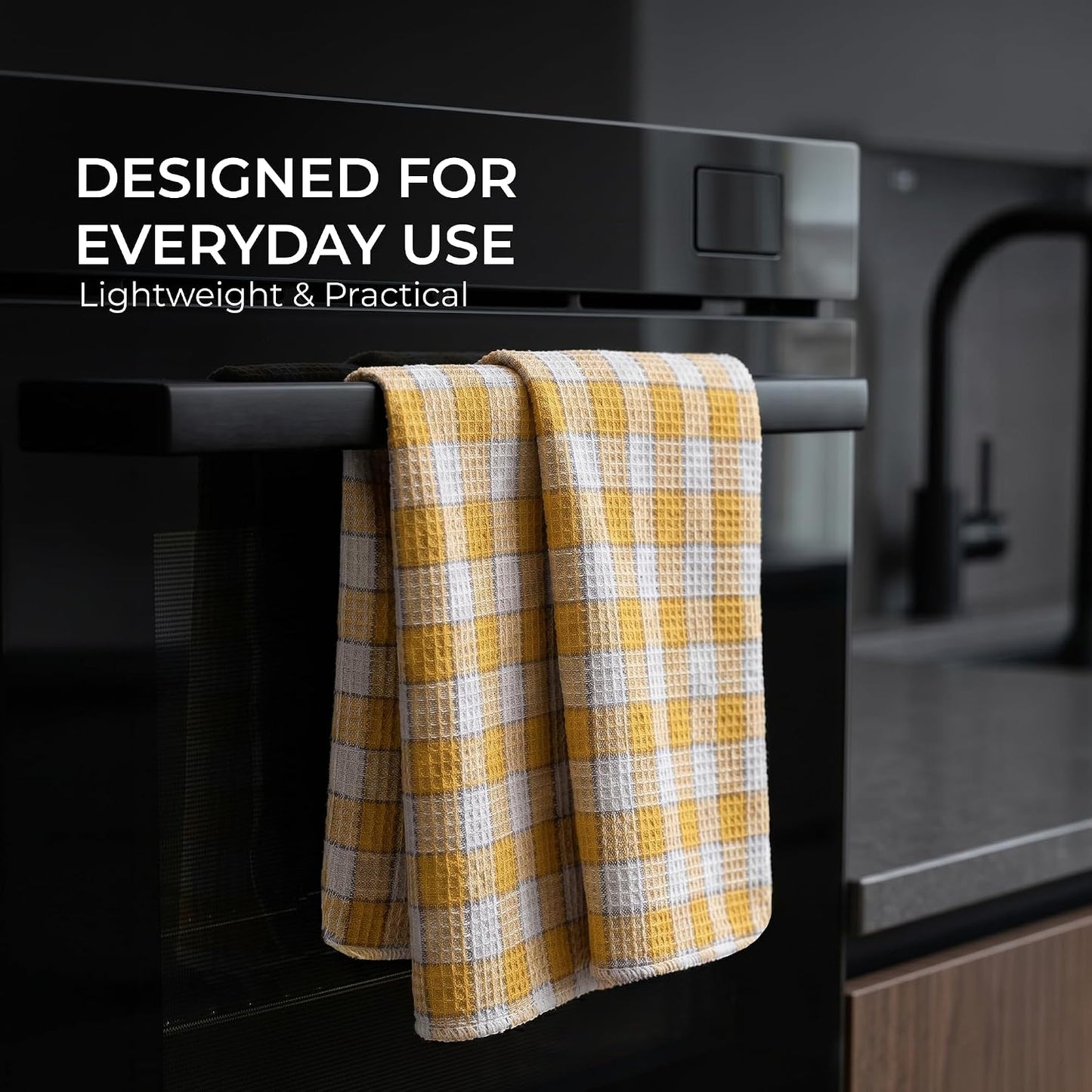 Polycotton Kitchen Dish Towels 12 Pack - Dish Cloths for Cleaning Scrubbing and Wipe Glass - Dish Towels for Kitchen Drying | Yellow and White, 12 x 12