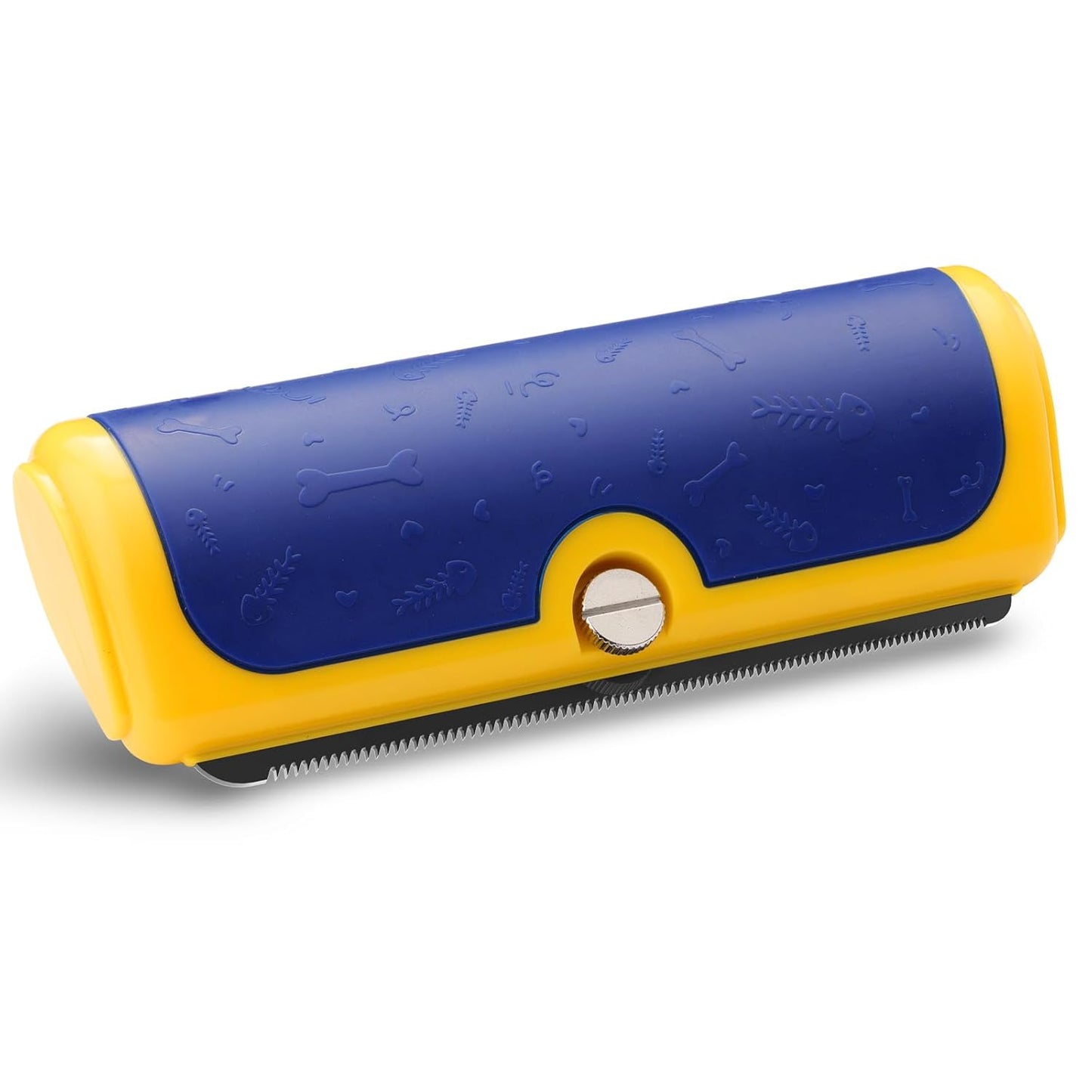 Dog Brush for Shedding, Blue and Yellow | For dog shedding care, short and medium coats, manual blade brush for home grooming