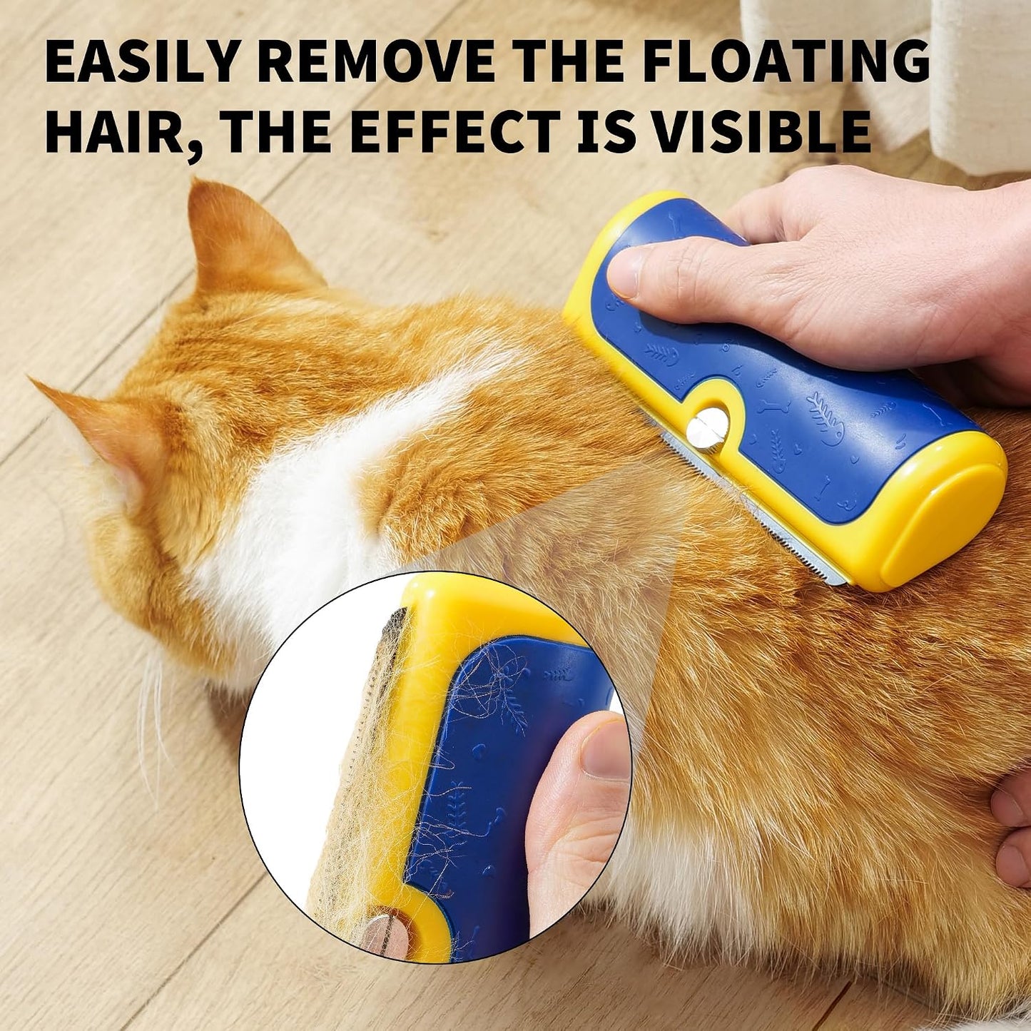 Dog Brush for Shedding, Blue and Yellow | For dog shedding care, short and medium coats, manual blade brush for home grooming