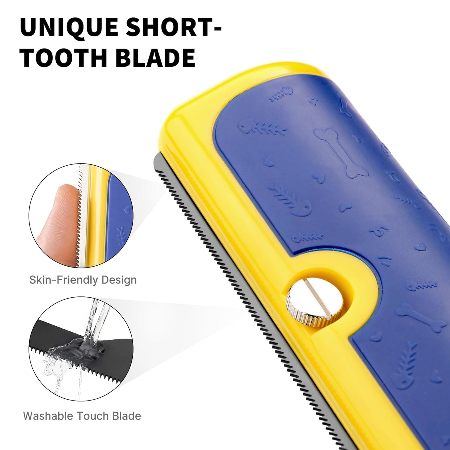 Dog Brush for Shedding, Blue and Yellow | For dog shedding care, short and medium coats, manual blade brush for home grooming