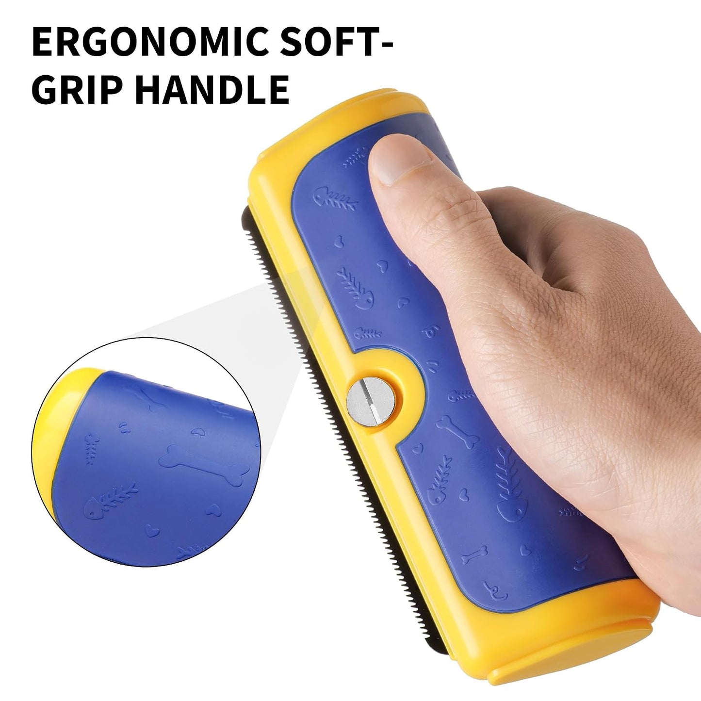 Dog Brush for Shedding, Blue and Yellow | For dog shedding care, short and medium coats, manual blade brush for home grooming