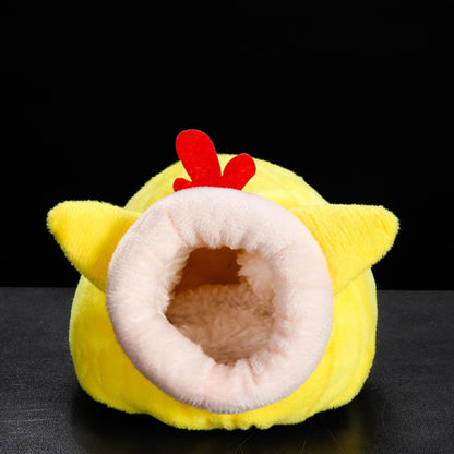 Hamster Warm Bed Small Animal Nest Soft Fleece Winter Comfortable Pet Bed for Hedgehogs and Hamsters Chick Style Yellow