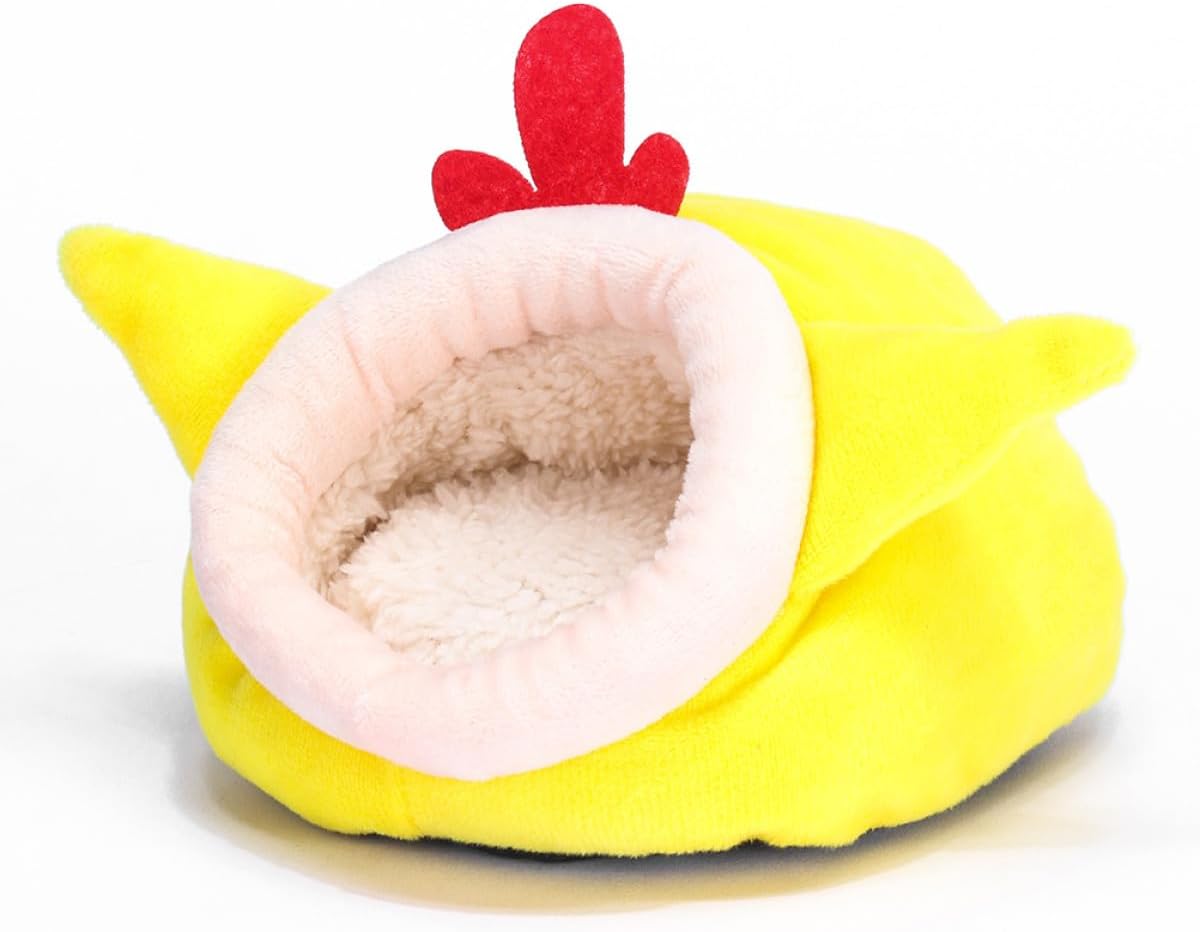 Hamster Warm Bed Small Animal Nest Soft Fleece Winter Comfortable Pet Bed for Hedgehogs and Hamsters Chick Style Yellow