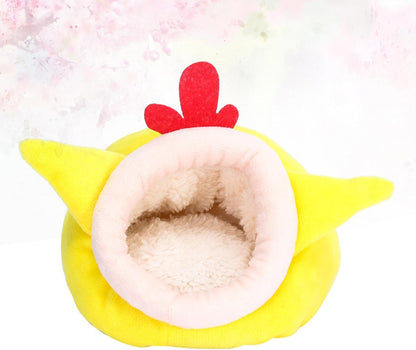 Hamster Warm Bed Small Animal Nest Soft Fleece Winter Comfortable Pet Bed for Hedgehogs and Hamsters Chick Style Yellow