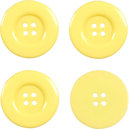 50pcs 4 Holes Round Sewing Resin Buttons1.5inch/38mm in Bulk for Environmental Sewing Fasteners Scrapbooking DIY Sewing Tailor Crafts Coats Clothe Fluorescent Yellow