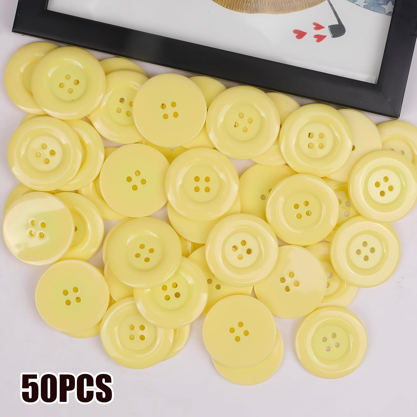 50pcs 4 Holes Round Sewing Resin Buttons1.5inch/38mm in Bulk for Environmental Sewing Fasteners Scrapbooking DIY Sewing Tailor Crafts Coats Clothe Fluorescent Yellow