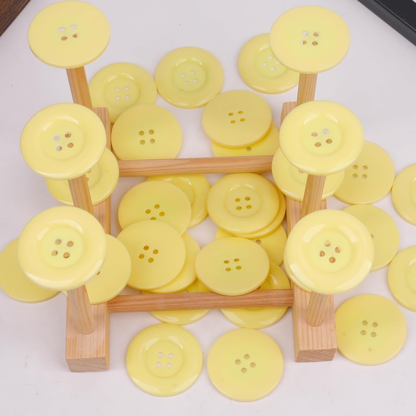 50pcs 4 Holes Round Sewing Resin Buttons1.5inch/38mm in Bulk for Environmental Sewing Fasteners Scrapbooking DIY Sewing Tailor Crafts Coats Clothe Fluorescent Yellow