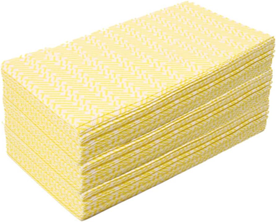 80 Pack Disposable Dish Cloths Heavy Duty Reusable Cleaning Wipes Dish Rags For Kitchen, 14 x 21 inches - Yellow