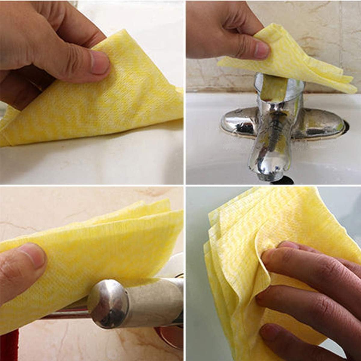 80 Pack Disposable Dish Cloths Heavy Duty Reusable Cleaning Wipes Dish Rags For Kitchen, 14 x 21 inches - Yellow
