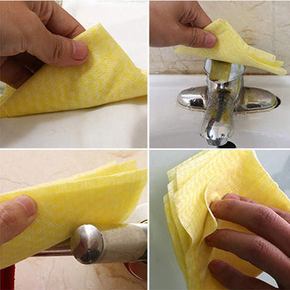 80 Pack Disposable Dish Cloths Heavy Duty Reusable Cleaning Wipes Dish Rags For Kitchen, 14 x 21 inches - Yellow