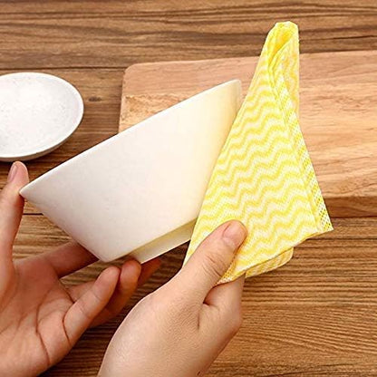 80 Pack Disposable Dish Cloths Heavy Duty Reusable Cleaning Wipes Dish Rags For Kitchen, 14 x 21 inches - Yellow