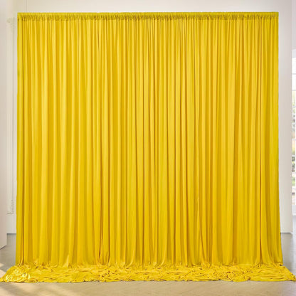 10ft x 10ft Wrinkle Free Yellow Backdrop Curtain for Parties, Polyester Photo Backdrop Drapes 2 Panels 5x10ft for Wedding Birthday Photography Background Baby Shower Decor