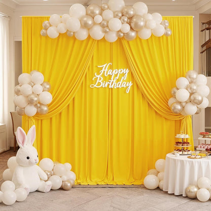 10ft x 10ft Wrinkle Free Yellow Backdrop Curtain for Parties, Polyester Photo Backdrop Drapes 2 Panels 5x10ft for Wedding Birthday Photography Background Baby Shower Decor