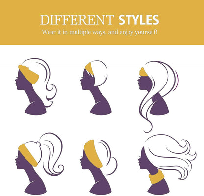 2 Pack Wide Headbands for Women Boho African Knotted Non Slip Fashion Hair Bands Yoga Running Sports Workout Gym Head Wraps Elastic Soft Cotton Cloth Turbans Bandana for Girls(Yellow,Navy)