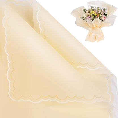 20 Sheets Flower Wrapping Paper(Light Yellow) | Waterproof Floral Bouquet Wrapping Paper, Florist Supplies Packaging Paper for Wedding Birthday Gift DIY Crafts