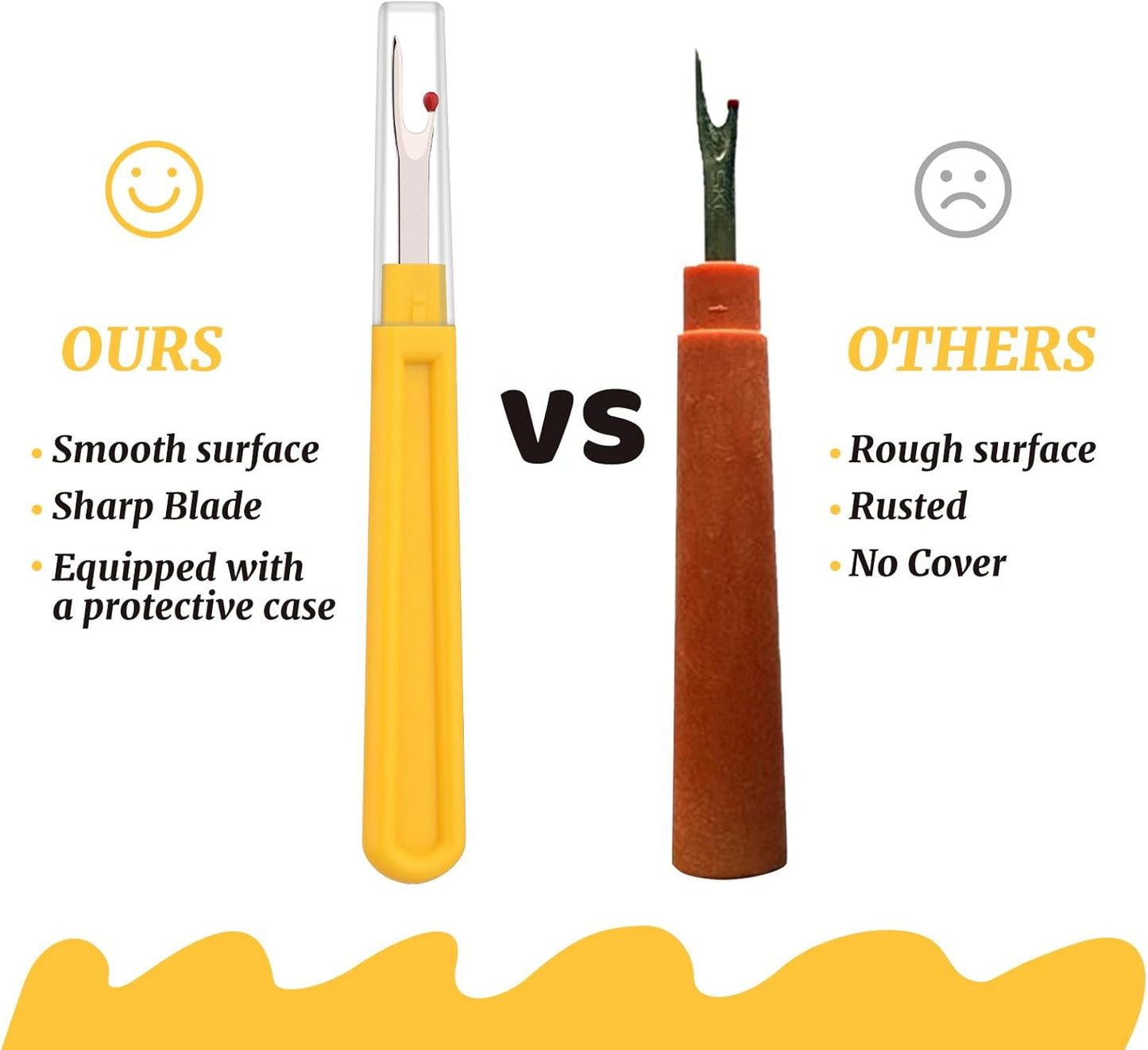 Seam Ripper, 6 PCS Seam Rippers for Sewing, Yellow Thread Cutter | Thread Cutter for Sewing, Stitch Ripper for Sewing, Ergonomic Seam Ripper, Seam Ripper Heavy Duty for Sewing Crafting