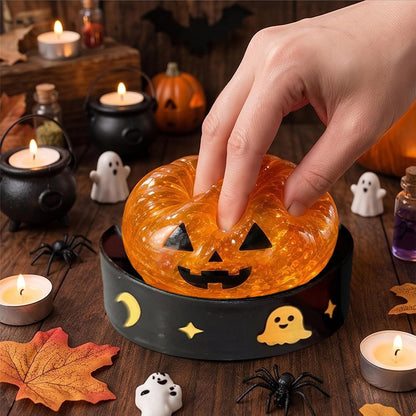Halloween Spooky Pumpkin Stress Ball Squeeze Toy for Adults (Yellow) | Glitter Dumpling Squishies Spooky Ghost Decor, Cute Halloween Pumpkin Squeeze Fidget Toy for Stress Anxiety Relief