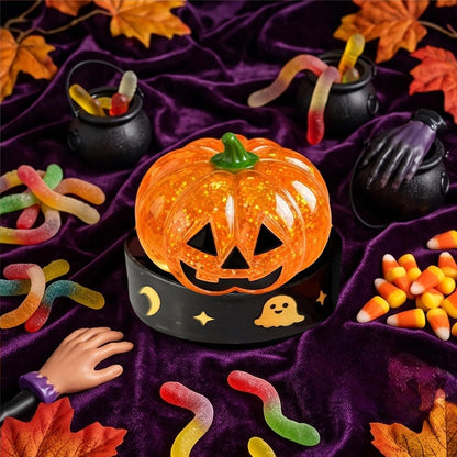 Halloween Spooky Pumpkin Stress Ball Squeeze Toy for Adults (Yellow) | Glitter Dumpling Squishies Spooky Ghost Decor, Cute Halloween Pumpkin Squeeze Fidget Toy for Stress Anxiety Relief