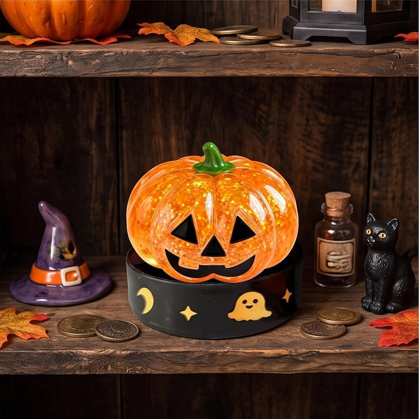 Halloween Spooky Pumpkin Stress Ball Squeeze Toy for Adults (Yellow) | Glitter Dumpling Squishies Spooky Ghost Decor, Cute Halloween Pumpkin Squeeze Fidget Toy for Stress Anxiety Relief