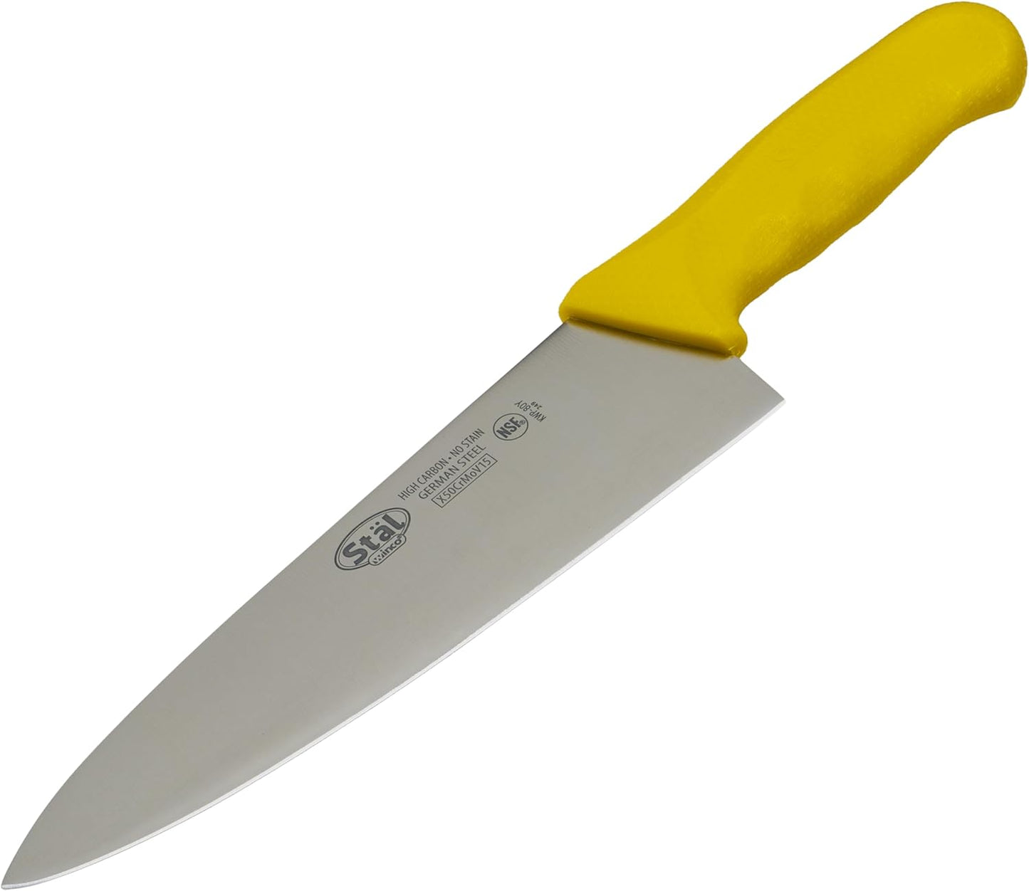 8" Commercial-Grade Chef's Knife with German Steel Blade, Yellow