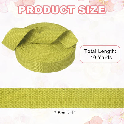 Cotton Twill Tape, 1 Inch 10 Yards Cotton Ribbon Bias Binding Tape Trim Webbing Straps for Sewing DIY Crafts Gift Wrapping, Yellow