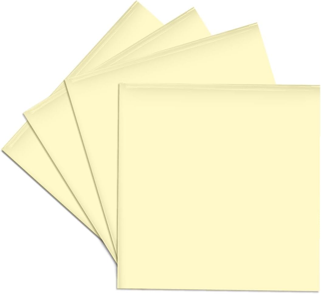 Creamy Yellow - Off-White - Light Pastel Cream - Lemon Chiffon - Plain Simple Solid Color Set of 4 Ceramic Tile Coasters