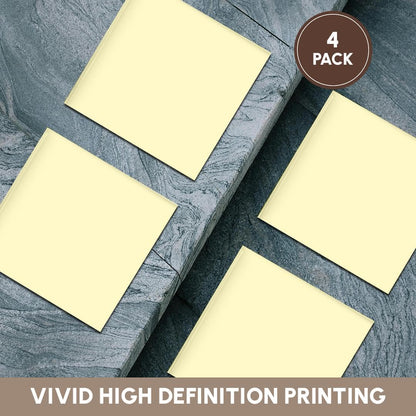 Creamy Yellow - Off-White - Light Pastel Cream - Lemon Chiffon - Plain Simple Solid Color Set of 4 Ceramic Tile Coasters