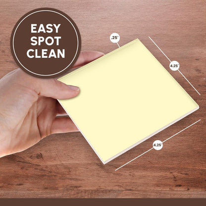 Creamy Yellow - Off-White - Light Pastel Cream - Lemon Chiffon - Plain Simple Solid Color Set of 4 Ceramic Tile Coasters