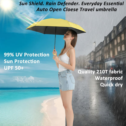 Travel Mini Umbrella With UV Sun Protection, Compact Pocket Size | 8.7 oz Lightweight, Small Portable for Sun & Rain, Fit Purses & Backpacks, Travel essentials for Disney & European Trip