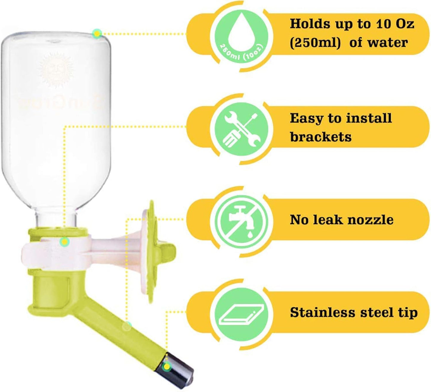 10 oz Guinea Pig & Hamster Pet Crate Water Bottle Dispenser, No Drip Dog Puppy & Cats Cage Kennel Wall Mount Water Dispenser/Feeder Bottle, Suitable for Kitten, Ferrets & Other Small Animals
