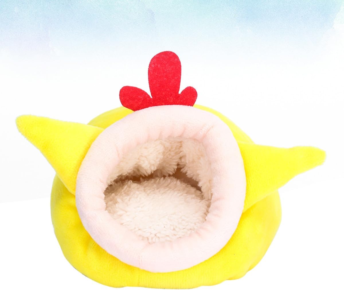 Hamster Sleeping Bed and Small Animal Nest, Soft Fleece Warm Pet Bed Cotton Filling, Winter Cozy House for Hedgehogs and Hamsters, Chick Pattern Yellow for Indoor Use