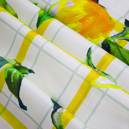 Summer Lemon Tablecloth, Yellow Buffalo Plaid, 52" x 70" | Rectangle, Washable, Water Resistant, Vintage Pattern, Indoor & Outdoor Use