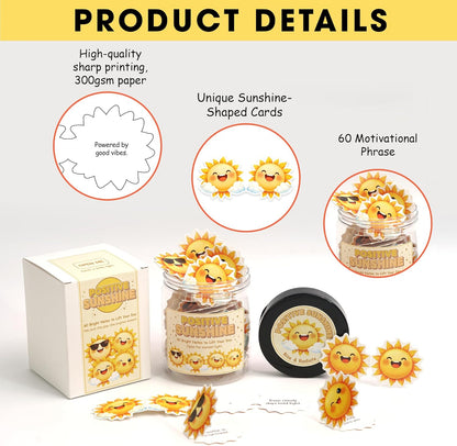 Positive Sunshine Jar – 60 Affirmation Cards for Emotional Support, Yellow Sunshine Gifts for Women & Mom, Motivational & Uplifting Positivity for Coworkers, Friends, Boyfriend, Girlfriend, Teen Girls