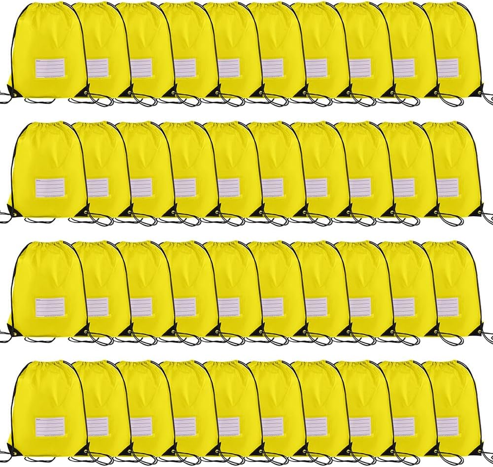 40 Pcs Drawstring Bags,Bulk Draw String Backpack, DIY Gym Sports Cinch Bag Sackpack for Women Men, Yellow