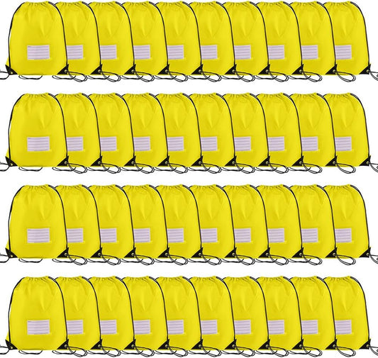 40 Pcs Drawstring Bags,Bulk Draw String Backpack, DIY Gym Sports Cinch Bag Sackpack for Women Men, Yellow