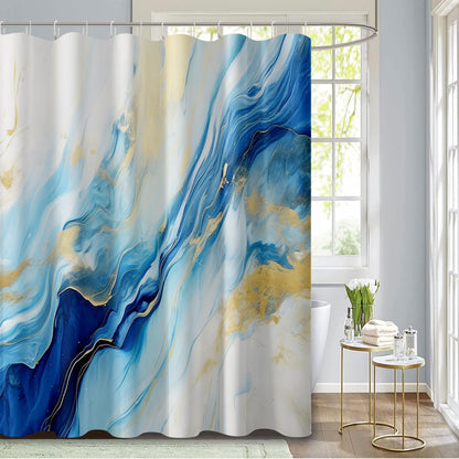 Marble Shower Curtain Abstract Morden Yellow Ink Texture Fabric Shower Curtains for Bathroom Decor 72x72 Inch