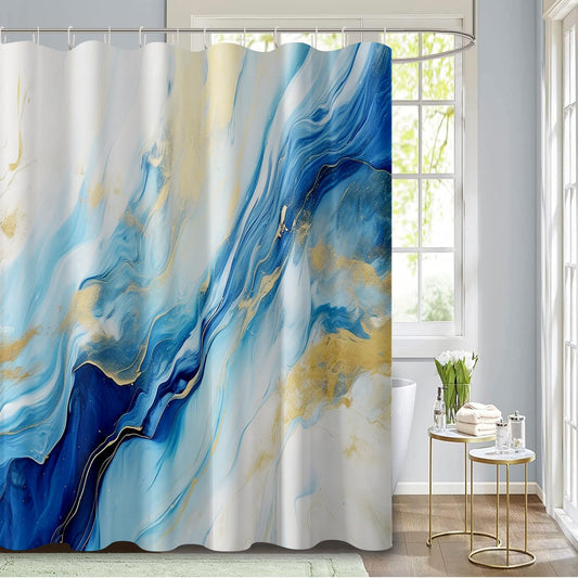 Marble Shower Curtain Abstract Morden Yellow Ink Texture Fabric Shower Curtains for Bathroom Decor 72x72 Inch