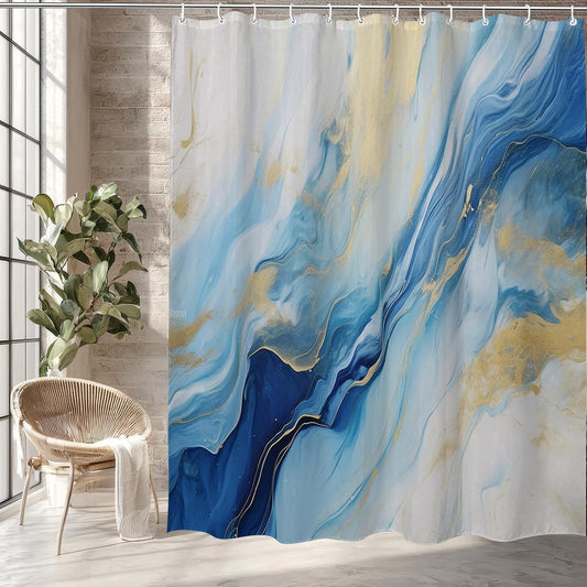 Marble Shower Curtain Abstract Morden Yellow Ink Texture Fabric Shower Curtains for Bathroom Decor 72x72 Inch