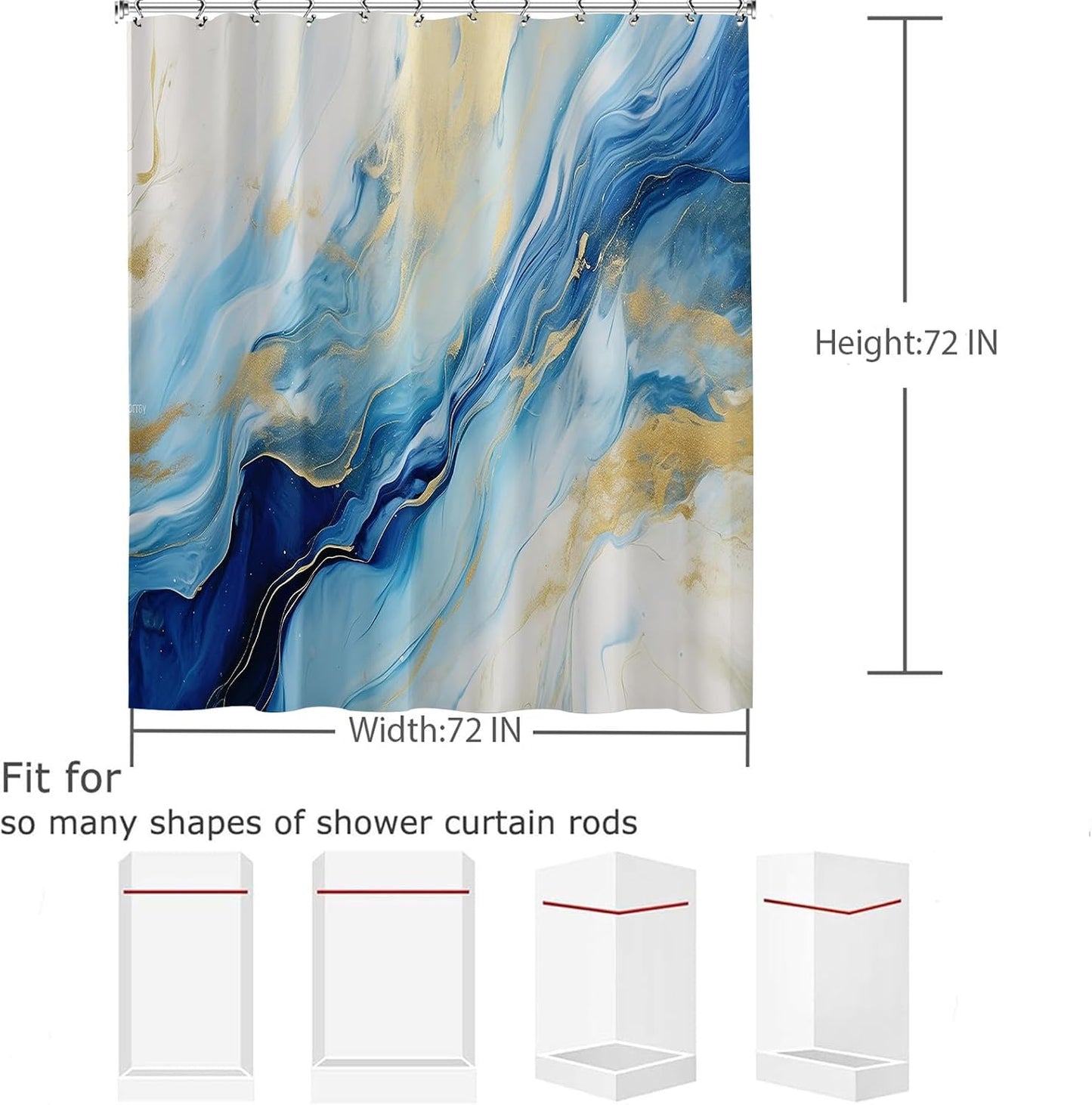 Marble Shower Curtain Abstract Morden Yellow Ink Texture Fabric Shower Curtains for Bathroom Decor 72x72 Inch