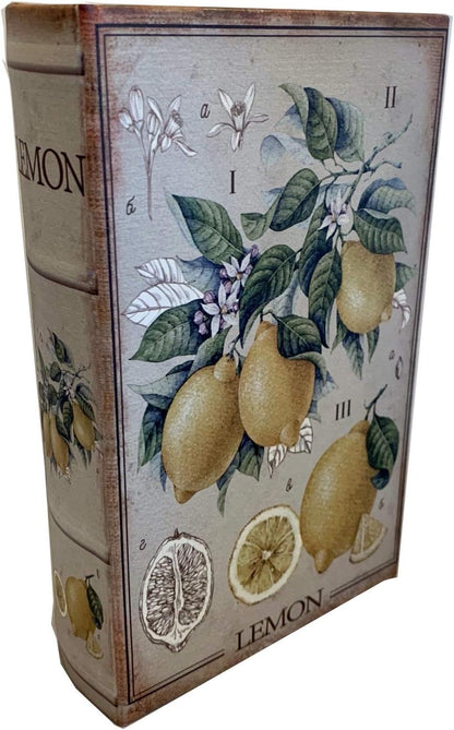 LEMON Decorative Book Box Stash Box Leather Over Wood Lemon Plant Handmade Keepsake