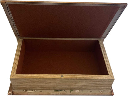 LEMON Decorative Book Box Stash Box Leather Over Wood Lemon Plant Handmade Keepsake