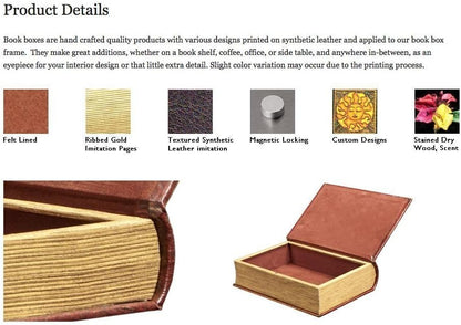 LEMON Decorative Book Box Stash Box Leather Over Wood Lemon Plant Handmade Keepsake