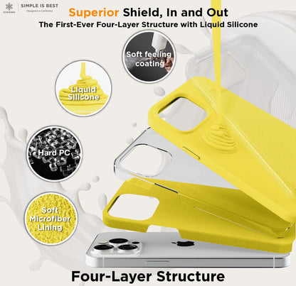 Compatible with iPhone 15 Pro Case Yellow, Liquid Silicone Case Phone Cover Slim Protective, Soft Anti-Scratch Bright Lemon Citron Butter Cute [Shockproof] 6.1 inch 15Pro- Yellow