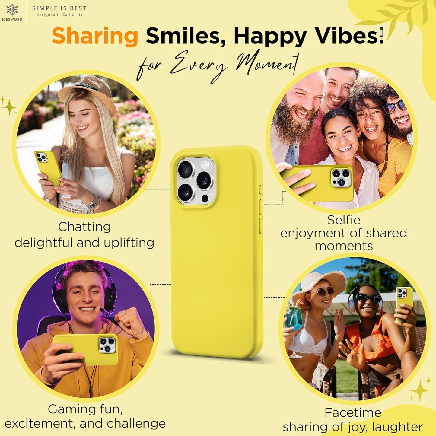Compatible with iPhone 15 Pro Case Yellow, Liquid Silicone Case Phone Cover Slim Protective, Soft Anti-Scratch Bright Lemon Citron Butter Cute [Shockproof] 6.1 inch 15Pro- Yellow