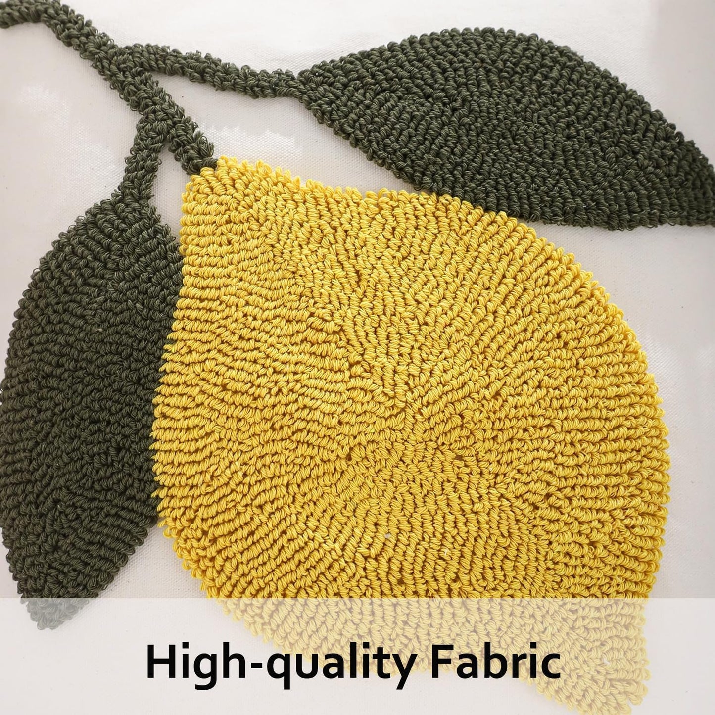 Embroidered Throw Pillow Covers 18x18 Pack of 2 Yellow Lemon Pillow Cushion Cases Farmhouse Decor Square Tufted Pillowcases for Summer Sofa Couch Bedroom